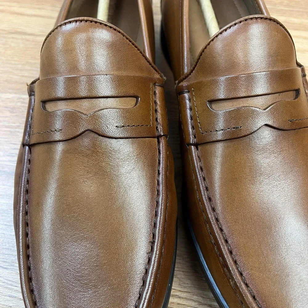 Peter Huber‎ Austin Penny Loafer in Cognac Men's Size 9.5 Leather NEW